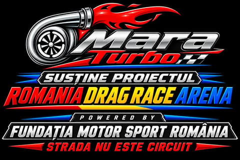 Mara Turbo 77 Romania Drag Race Arena logo with turbocharger and red flame design