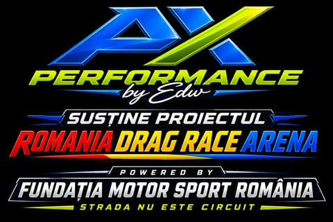 AX Performance logo for Romania Drag Race Arena event, powered by Fundatia Motor Sport Romania